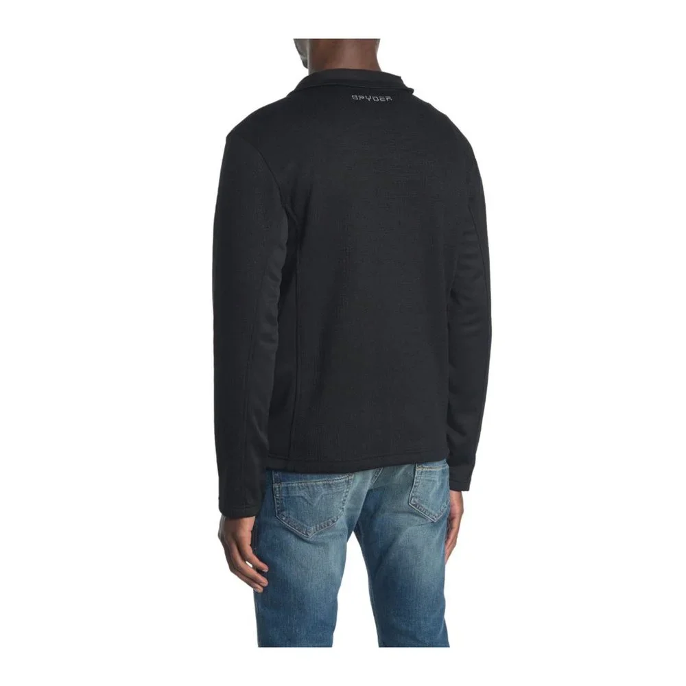 Spyder Mens Black Racer Full Zip Long Sleeve Knit Jacket Sz L NWT - Picture 2 of 11
